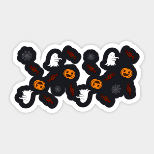 Cute halloween pattern with ghosts, pumpkins and candy Sticker